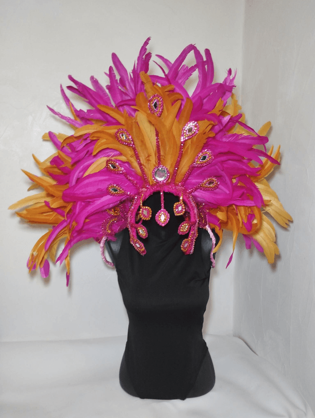Col flora et Coiffe Charmosa fuchsia et doré
