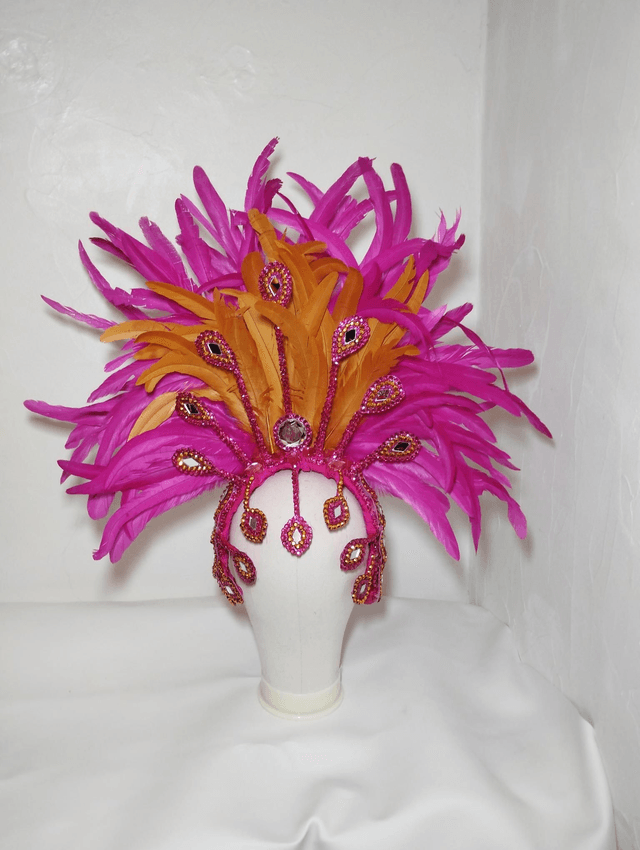 Col flora et Coiffe Charmosa fuchsia et doré