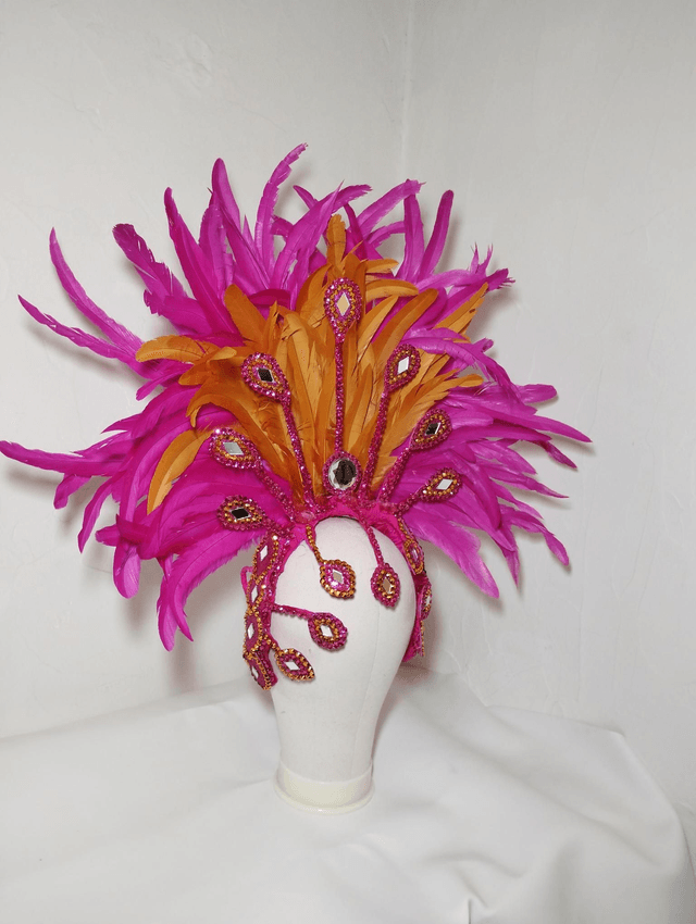 Col flora et Coiffe Charmosa fuchsia et doré